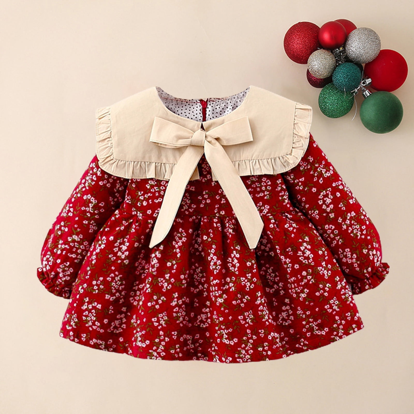 Hot Prices Ganfancp Dress for Baby Girl Tank Dresses Long Sleeve UNeck