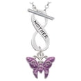 thumbnail image 1 of Hot Purple Butterfly with 2 Crystals Mother Infinity Toggle Chain Necklace, 1 of 1