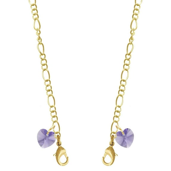 Hot Purple Crystal Heart Goldtone Face Mask Necklace