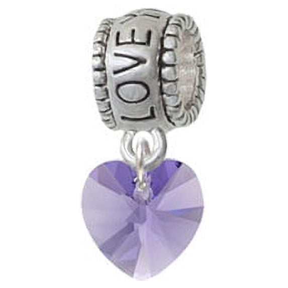 Hot Purple Crystal Heart - Love You More Charm Bead