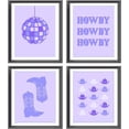 thumbnail image 1 of Hot Purple Howdy Western Boots Hats Bull Skull Disco Ball Poster Prints for Home Girls Room Dorm Decor,Preppy Decorations Prints Wall Art Unframed 4pcses,Teen Girls Gifts, 1 of 6