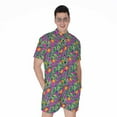 thumbnail image 1 of Hot Purple Pineapple Pattern Short Sleeve Men'S Rompers Casual Summer Jumpsuits Outfit, 1 of 4