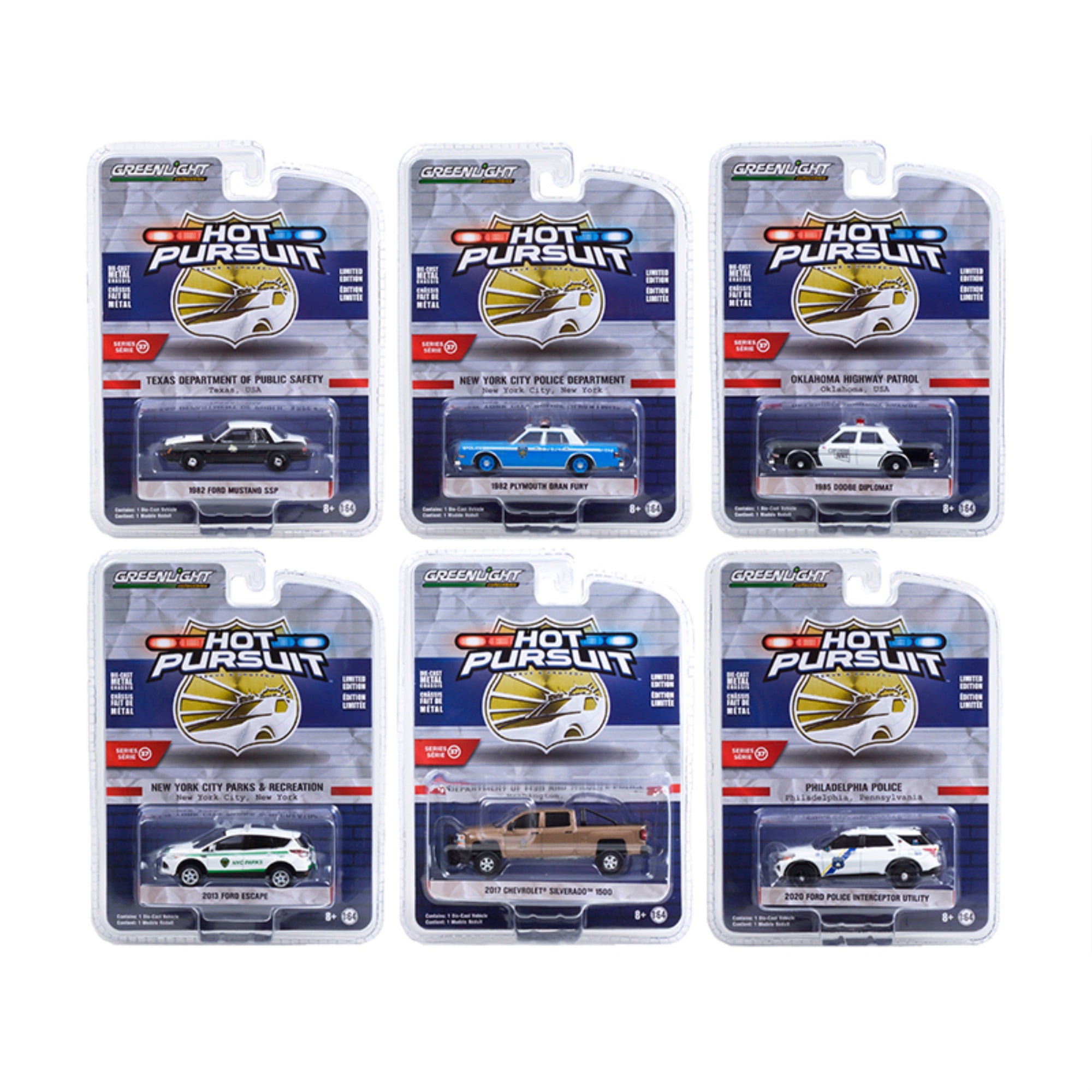 【6台セット】グリーンライト　ホットパシュート パトロールカー　1/64 6台セット】グリーンライト ホットパシュート パトロールカー 1