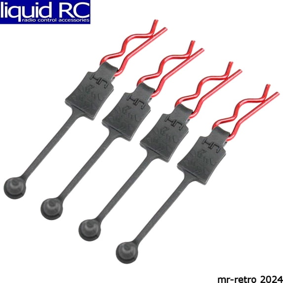 Hot Racing BWP39E02 Red Body Clips 26mm long 1.5mm wire (4)