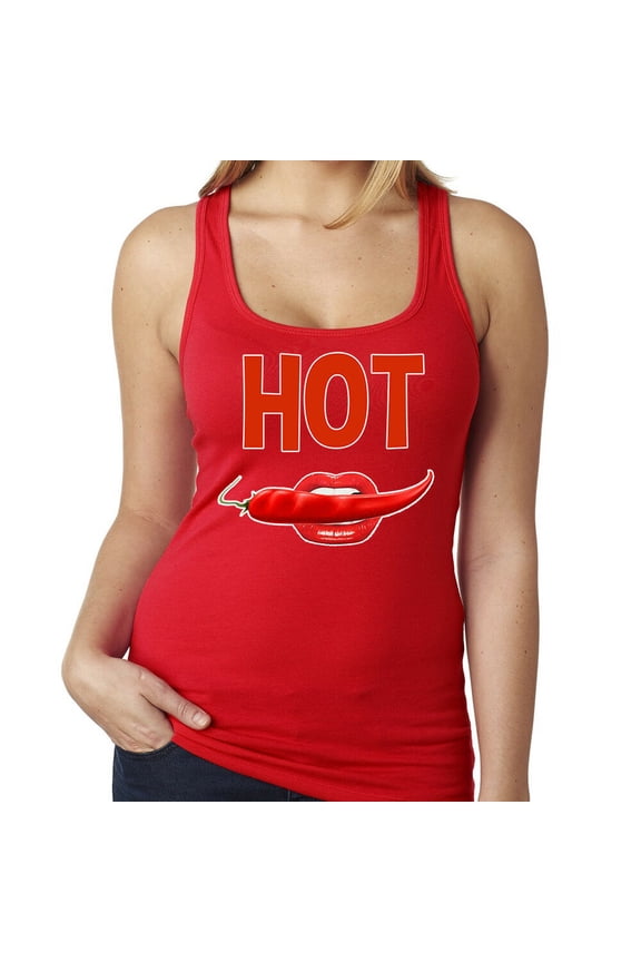 Hot Red Pepper Printed Lady Tank Top Red Hot Tee Color Red Large