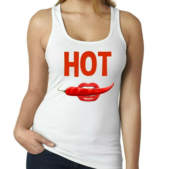Hot Red Pepper Printed Lady Tank Top Red Hot Tee Color White Medium