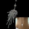 thumbnail image 1 of Hot Rhinestone Tassel Navel Dangle Button Belly Ring Bar Body Piercing Jewelry, 1 of 8