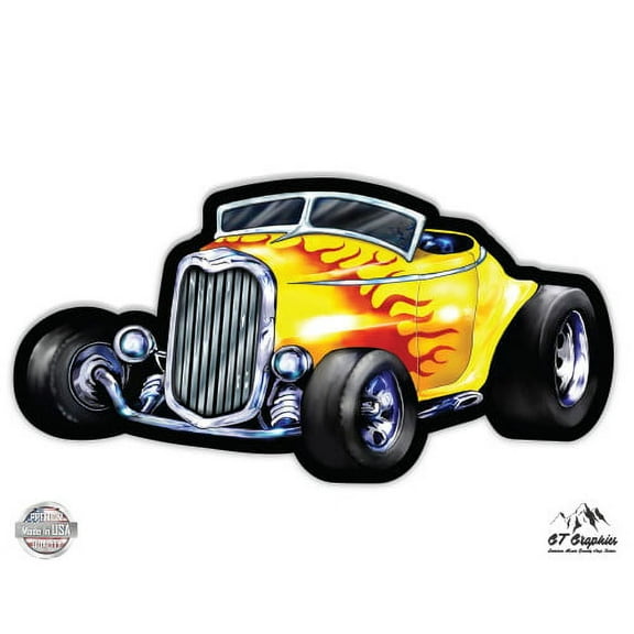 Hot Rod - 3" Vinyl Sticker - For Car Laptop I-Pad Phone Helmet Hard Hat - Waterproof Decal
