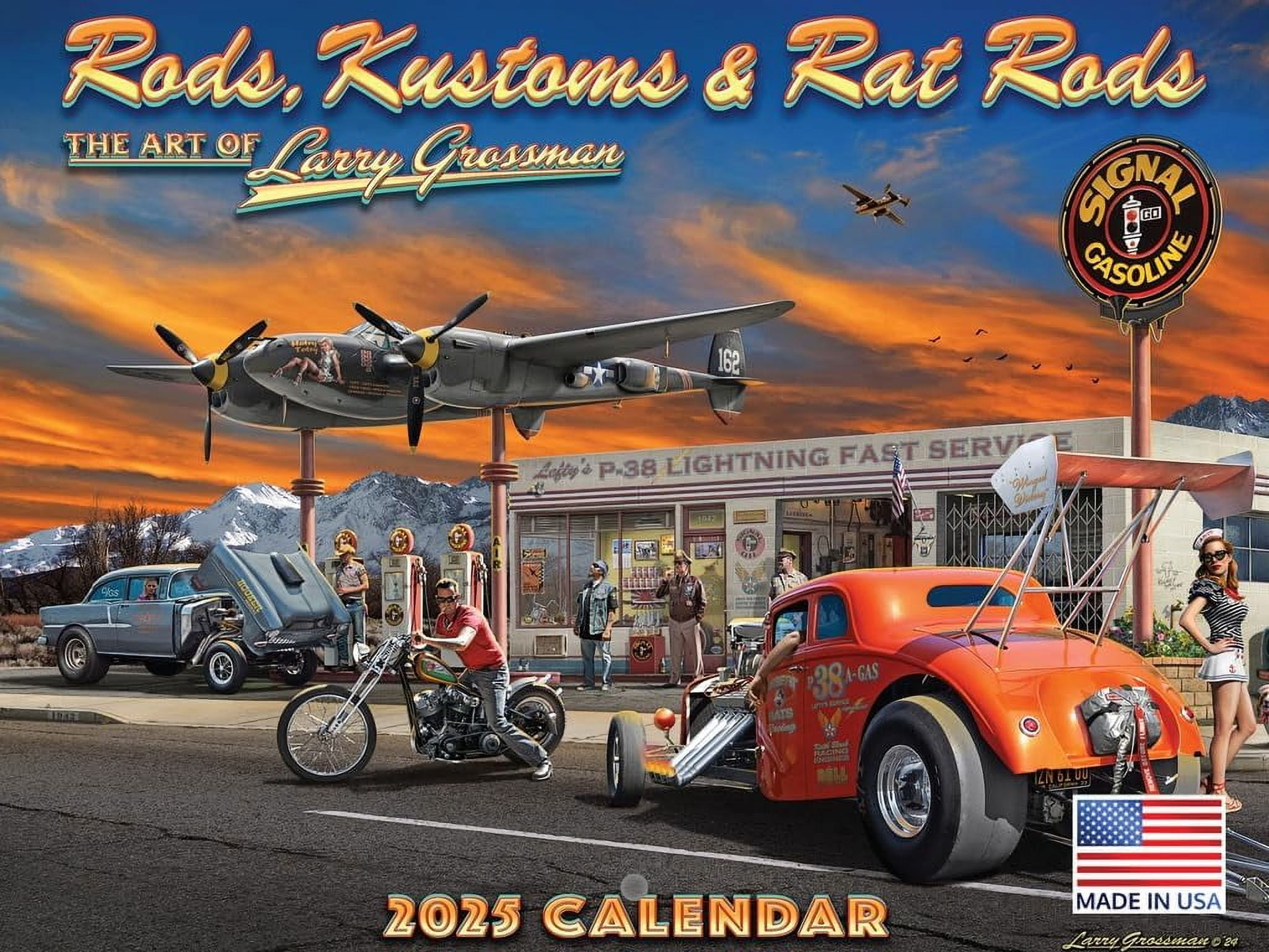 Hot Rod Calendar 2025 Larry Grossman Classic Muscle Car Monthly Wall