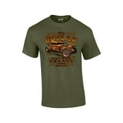 Hot Rod Classic Cars T-shirt The Outlaw Garage Genuine Stolen Parts Vintage Vehicles Tee Mechanic Car Enthusiast Racing -military-small