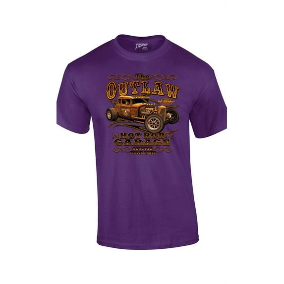 Hot Rod Classic Cars T-shirt The Outlaw Garage Genuine Stolen Parts Vintage Vehicles Tee Mechanic Car Enthusiast Racing -purple-xxxl