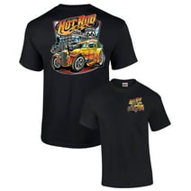 Hot Rod Diner Muscle Car Adult Short Sleeve T-shirt-Black-small