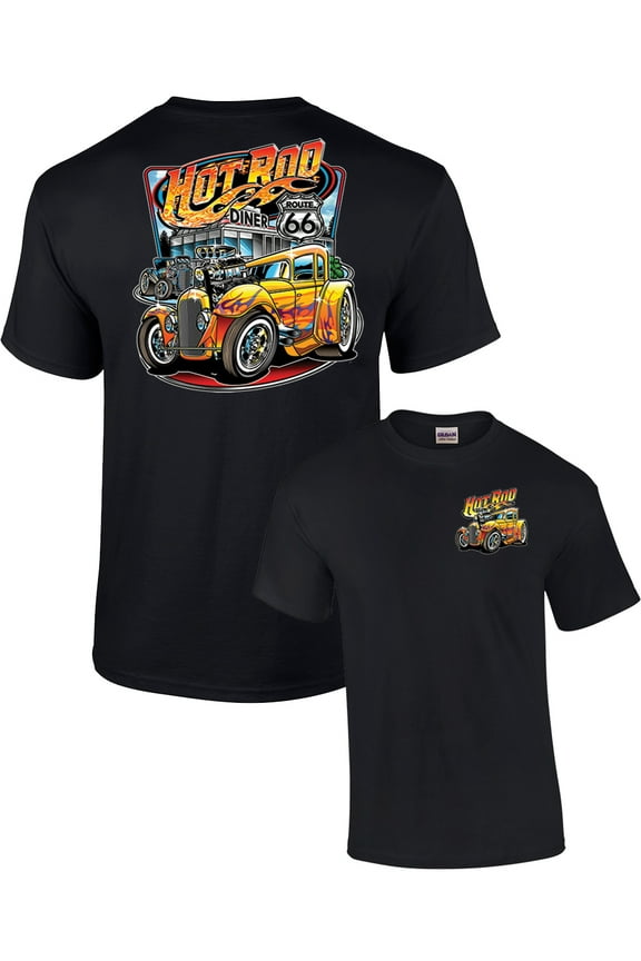 Hot Rod Diner Muscle Car Adult Short Sleeve T-shirt