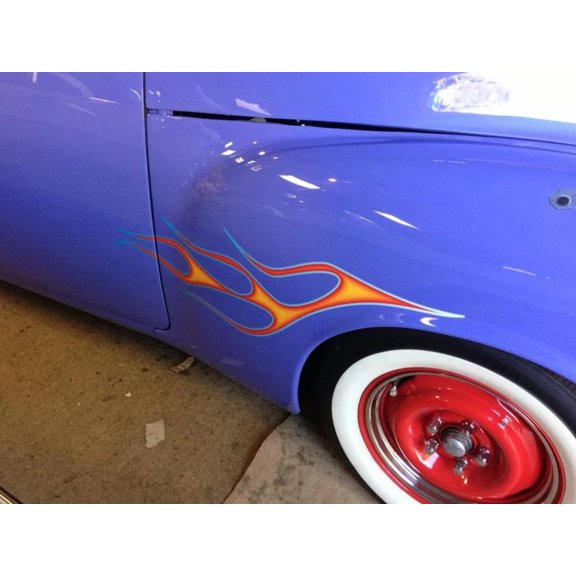 Hot Rod Flame Decals 2 piece set - Universal Fit Vinyl Graphics for Trucks, Cars, and SUVs, Weatherproof Automotive Stickers, RedOrange Gradient Flames