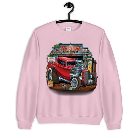 Hot Rod Garage Long Sleeve Sweatshirt Route 66 Retro Vintage Drag Racing Car