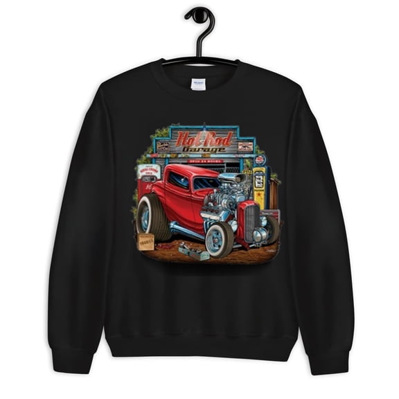 Hot Rod Garage Long Sleeve Sweatshirt Route 66 Retro Vintage Drag Racing Car
