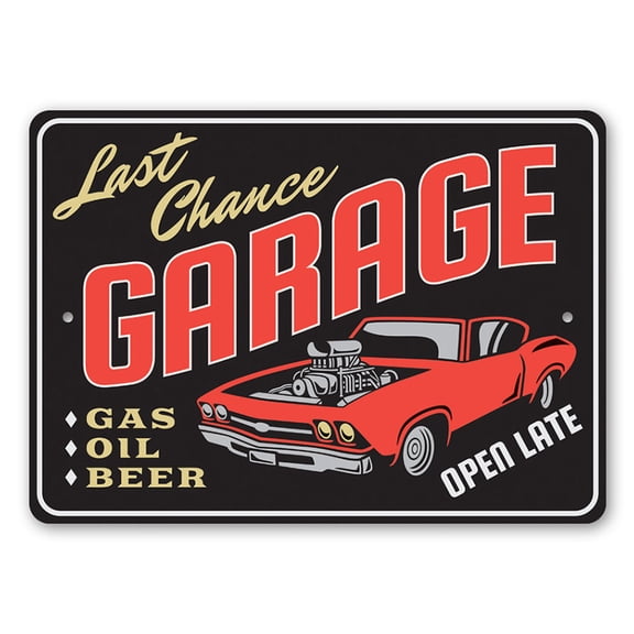 Hot Rod Garage Sign, Father's Day Sign, Garage Aluminum Metal Decor Sign - 4x18 inches
