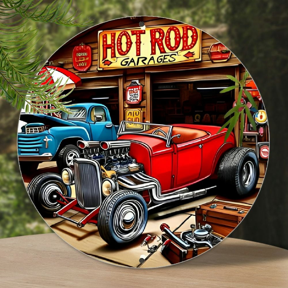 Hot Rod Garage Vintage Metal Sign - Classic American Car Restoration ...