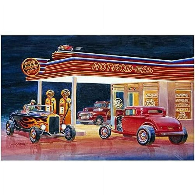 Hot Rod Gas Station Reproduction Sign By Jack Schmitt 12X18 - Walmart.com