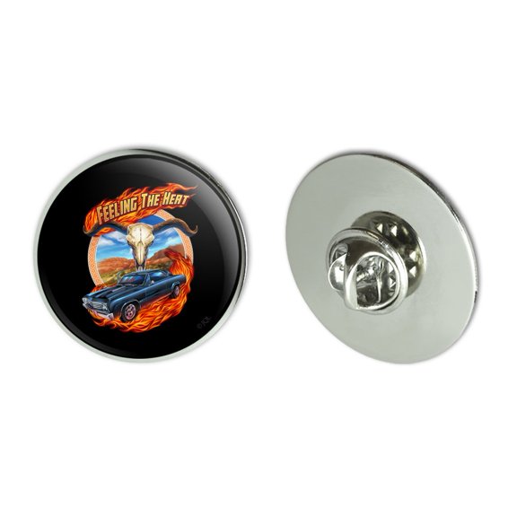 Hot Rod Muscle Classic Car Feeling Heat Steer Skull Metal 1.1" Tie Tack Hat Lapel Pin Pinback