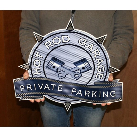 Hot Rod Private Parking Wall Sign w/ Spikes : 16" x 15"