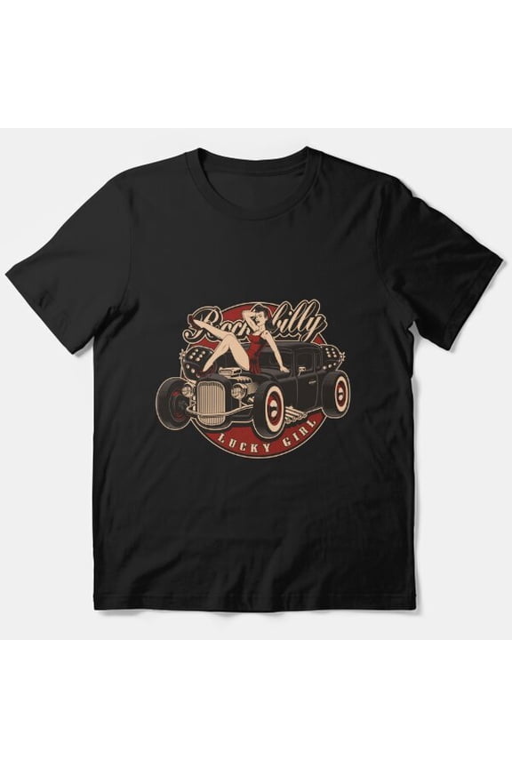 Hot Rod Retro Classic Rockabilly Lucky Girl Gift Essential T-Shirt