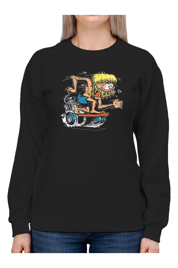 Hot Rod Scooter Board Sweatshirt Women -T-Line Designs, Female XX-Large