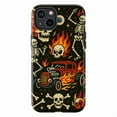 thumbnail image 1 of Hot Rod Skeleton Halloween Phone Case for iPhone 16 15 14 13 12 11 Pro Plus Mini, Retro Tattoo Flame Skull Design, Dual Layer Protective Cover, Gift for Car Lovers & Rockabilly Fans, 1 of 6
