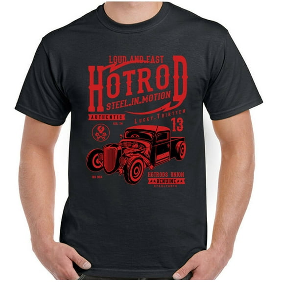 Hot Rod T-Shirt Steel In Motion Mens Custom Classic Cars Garage Enthusiast
