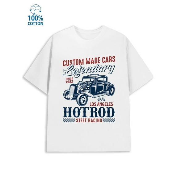 Hot Rod T-Shirt mens garage 180G 100% Cotton white graphic vintage Unique Design Unisex Shirt Graphic Tee tshirts Fashion Unisex Shirt Short Sleeve tshirts Classic Unisex Shirt Short Sleeve tshirts