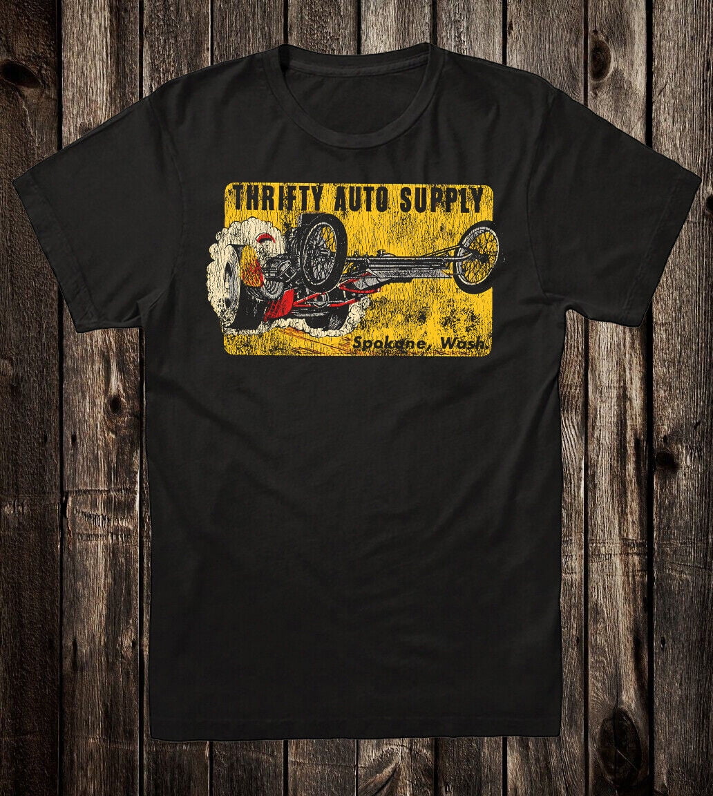 Hot Rod Tee T Shirt Drag Race Racing Automotive Thrifty Auto Supply Spokane WA