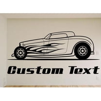 Hot Rod With Flames Car Wall Decal - Auto Wall Mural - Vinyl Stickers - Boys Room Decor