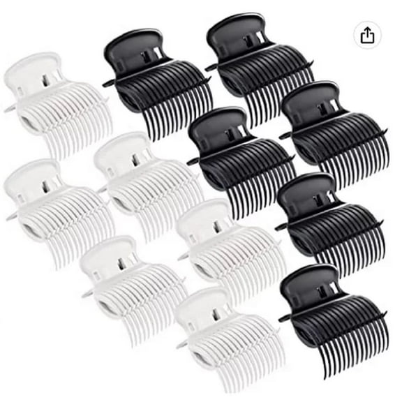 Hot Roller Clips Hair Curler Claw Clips Replacement Roller Clips for Women (6 Black 6 White)