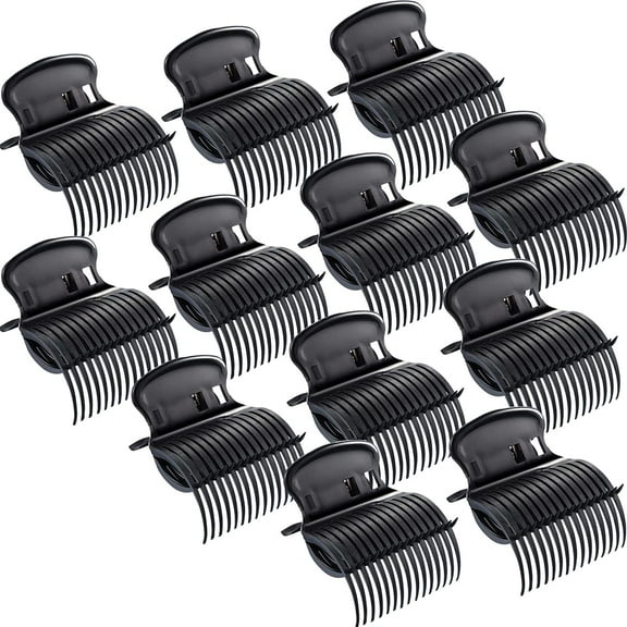 Hot Roller Clips Hair Curler Claw Replacement for Women Girls Section Styling (12 Pieces, Black)