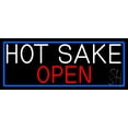 thumbnail image 1 of Hot Sake Open With Blue Border LED Neon Sign 13 x 32 - inches, Clear Edge Cut Acrylic Backing, with Dimmer - Bright and Premium built indoor LED Neon Sign for Bar decor., 1 of 7