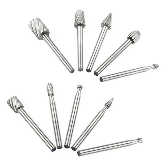 Hot Sale! 10 Drill Bits, 10Pcs Fine Needle Rotary Files White Diamond Drill Bits Silver 10 Pcs/Set Hss Dremel Routing Rotary Milling Rotary File Cutter Wood, Plertrvy (Silver00491)