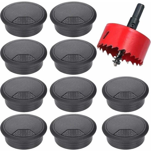 Hot Sale-10Pcs Desk Cable Grommet, 60mm Computer Cable Grommet with Hole Saw, Round Cable Cover, Wire Organizer for Home and Office,