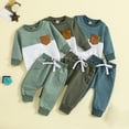 thumbnail image 1 of Hot Sale 2 PC Sweatshirts Set Toddler Boys Girls Cute Solid Color Block Long Sleeve Shirts Tops & Elastic Sweatpants Bottom Kids Fall Fashion Suit with Pockets qILAKOG Blue a6-12 Months, 1 of 7