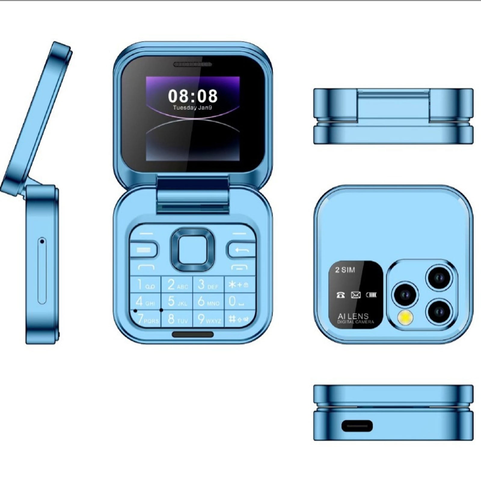 Hot Sale! 2024 New Mini Flip Mobile Phone 2 SIM Card Small Display