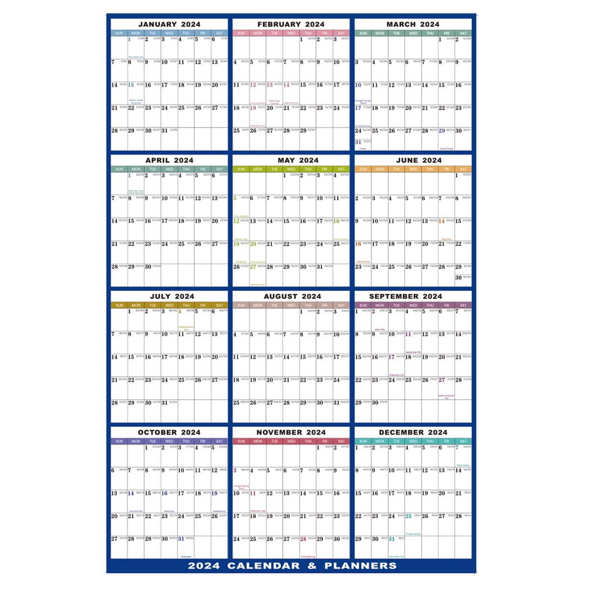 Hot Sale！2024 Wall Calendar Dry Erase Large,Blue Starry Sky Calendar