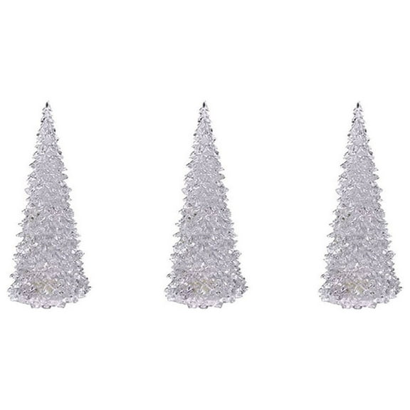 Hot Sale!3Pcs Lighted Christmas Tree LED 7 Colors Changed Acrylic Night Light,Romantic Table Top Holiday Decoration,Multicolored Light Up Glitter Tabletop Figurine,for Bedroom,Home
