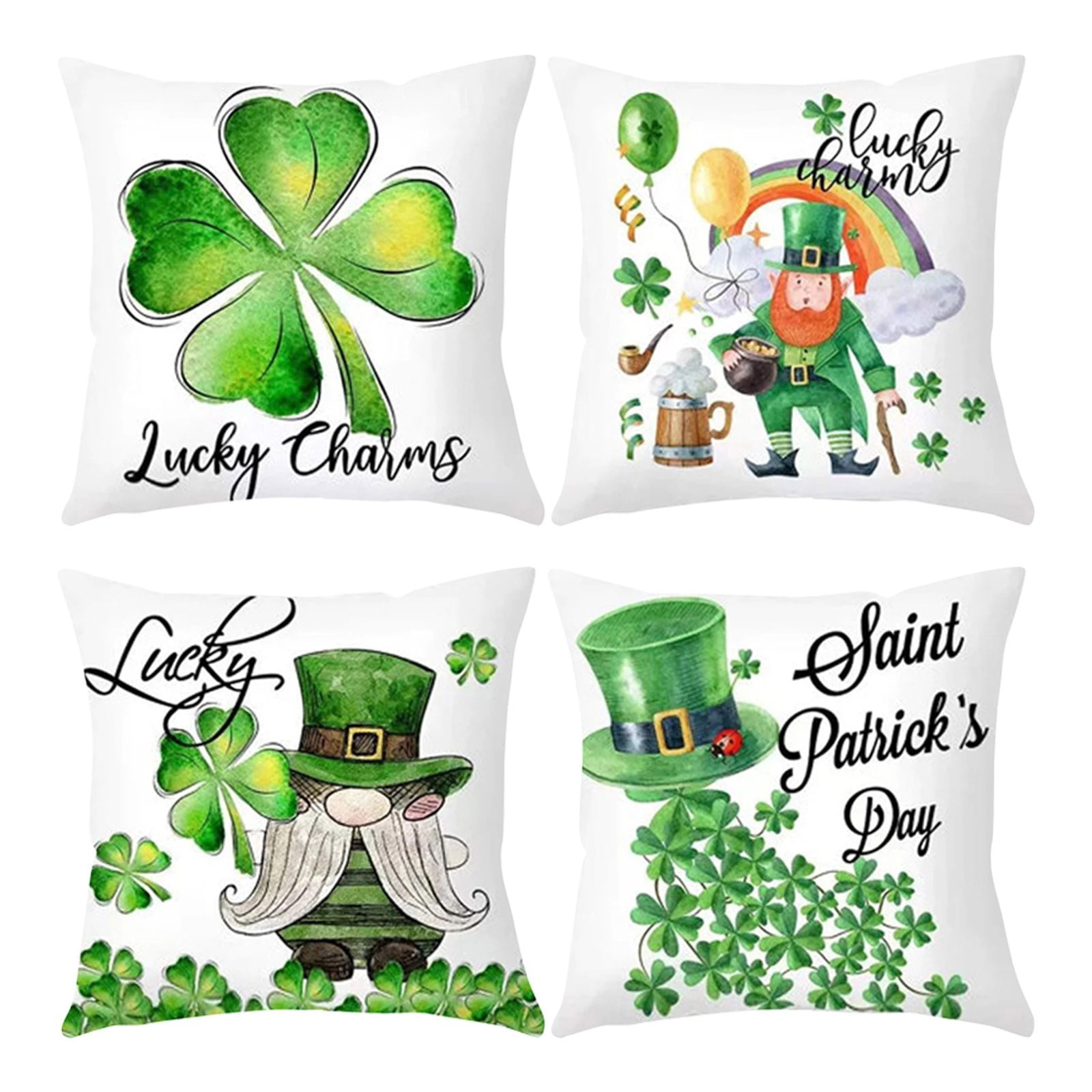 Hot Sale 4pcs St Patricks Day Pillow Covers 18x18 Inch Linen Throw