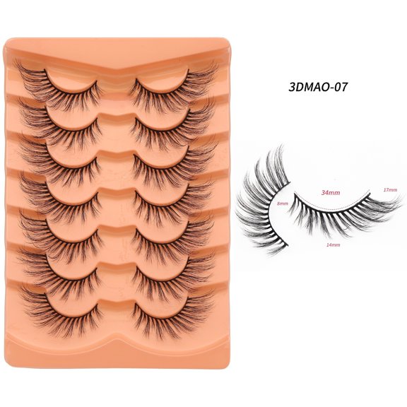 Hot Sale 7 Pairs Fox Eye Slanted Cat Eye False Eyelashes 3D Dense Fluffy Stylish Eye Lashes