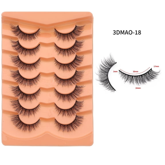 Hot Sale 7 Pairs Fox Eye Slanted Cat Eye False Eyelashes 3D Dense Fluffy Stylish Eye Lashes