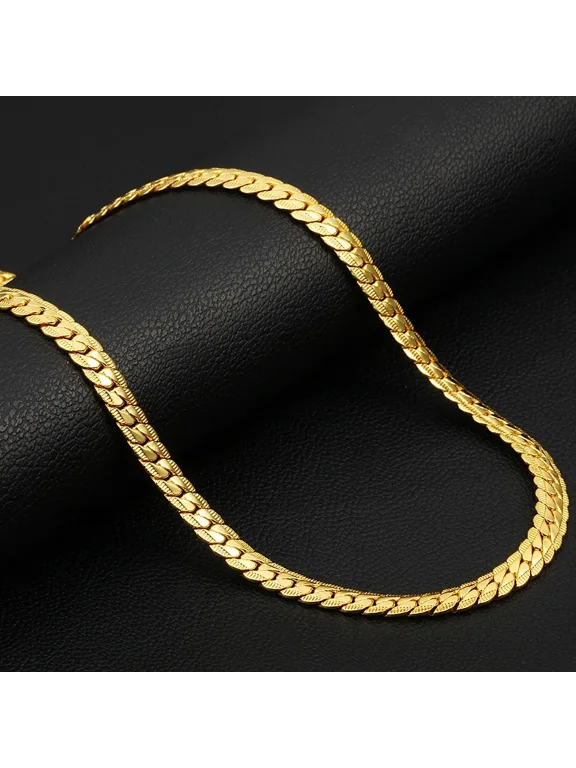 14K Gold Filled 6mm Flat Snake Chain Choker Necklace for Men Women Sleek Profile Classic Understated Craft Jewelry