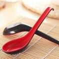 thumbnail image 1 of Red and Black Asian Soup Spoon with Hook-Chinese Style Spoon,Perfect for Rice Pho Ramen Noodle Soups,Durable Heat-Resistant Wonton Soba Rice Pho Ramen Noodle Soup Spoons in Kitchen & Home,Red,6.29", 1 of 8
