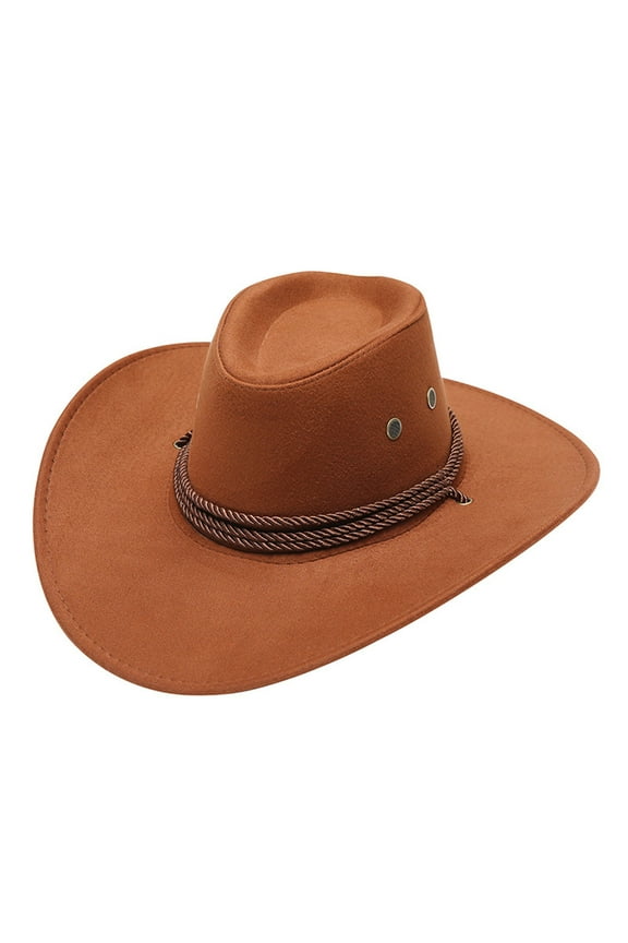 Hot Sale! Audhol Cowboy Adult Casual Solid Summer Western Fashion Cowboy Sun Hat Wide Brim Travel Sun Cap Brown