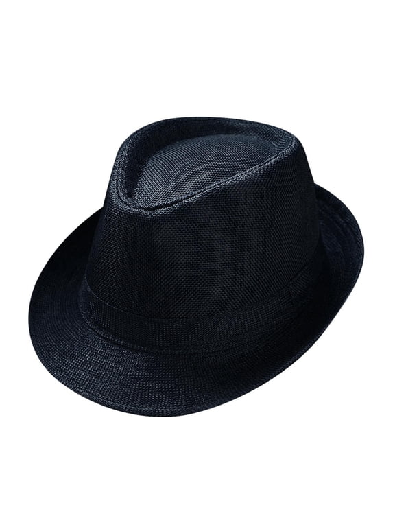 Fedora Hat, Panama Hat Men, Gangster Cap, Unisex Sun Hat, Jazz Cap, Black 2 One Size