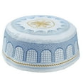 thumbnail image 1 of BKQCNKM Kufi Hats for Men, Muslim Hats for Men, Muslim Cap for Men, Muslim Cotton Embroidered Flat Hat for Men, Eid Gift, Blue 1 M, 1 of 4