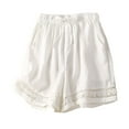 thumbnail image 1 of BKQCNKM Linen Shorts for Women, Gauze Shorts for Women, Flowy Shorts for Women, Casual Elastic Waisted Cotton Shorts with Pockets, Lounge Shorts Women, White M, 1 of 8